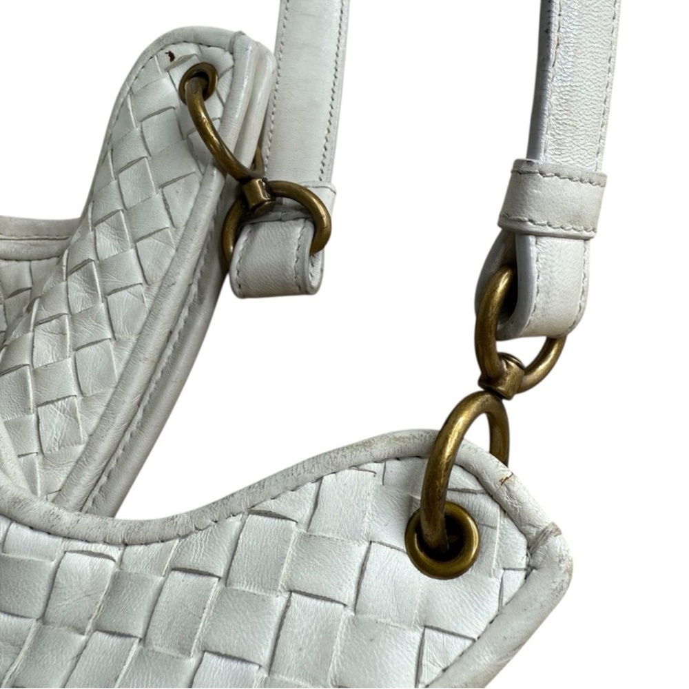 Bottega Veneta Off White Intrecciato Leather Hobo Rare Vintage Bag - Picture 9 of 12